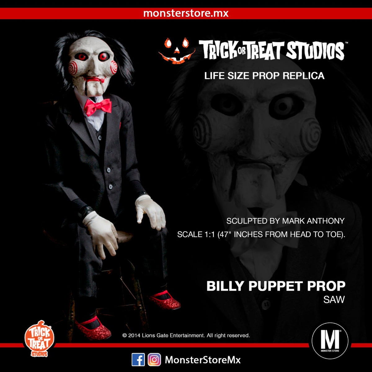 Réplica Boneco Billy: Jogos Mortais (JigSaw) - Trick or Treat