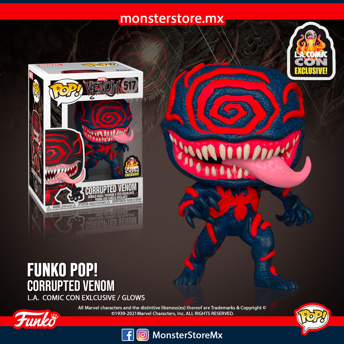 Corrupted Venom GITD LACC Marvel on sale Funko POP! #517