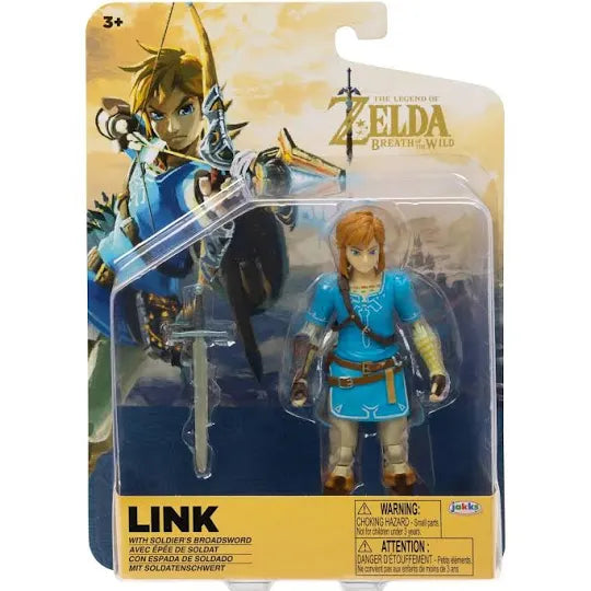 Nintendo The Legend of Zelda: Breath of The Wild - Figura de acción de Link de 13 cm con espada de soldado