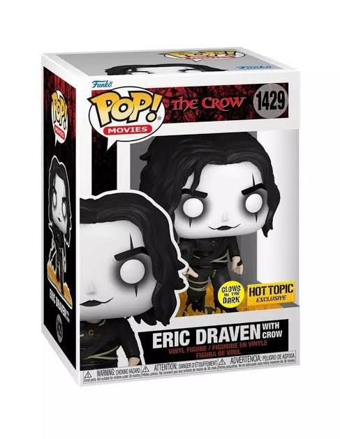 Funko Pop! Movies - Eric Draven With Crow #1429 Glows In The Dark Hot Topic The Crow