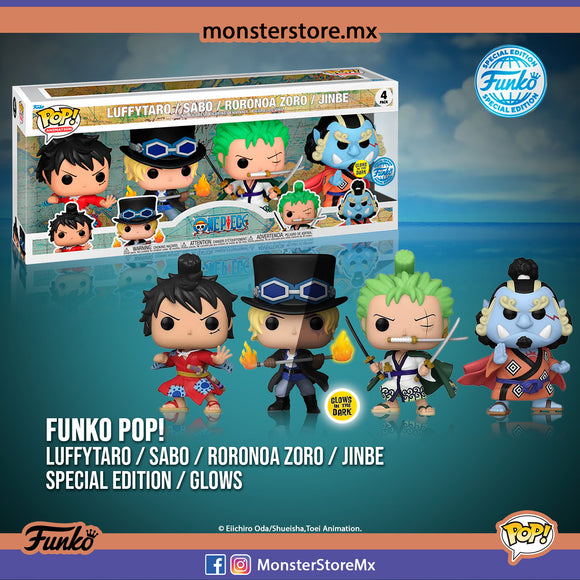 Funko Pop! Animation - Luffytaro / Sabo / Roronoa Zoro / Jinbe Glows Special Edition One Piece