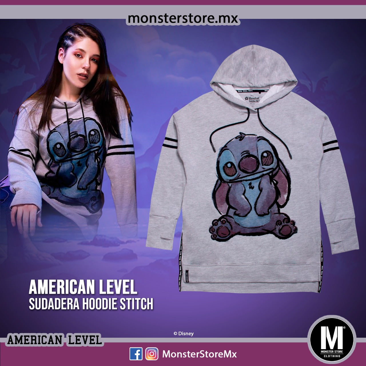 Sudadera Disney® Stitch Hoodie ❌ American Level – MonsterStoreMx