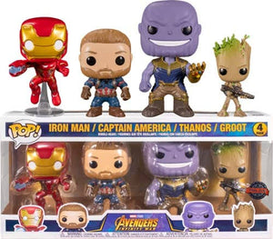 Funko Pop! Movies - Iron Man / Captain America / Thanos / Groot 4 Pack Avengers Infinity War