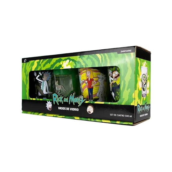 Vasos de Vidrio Rick And Morty Set de Cuatro